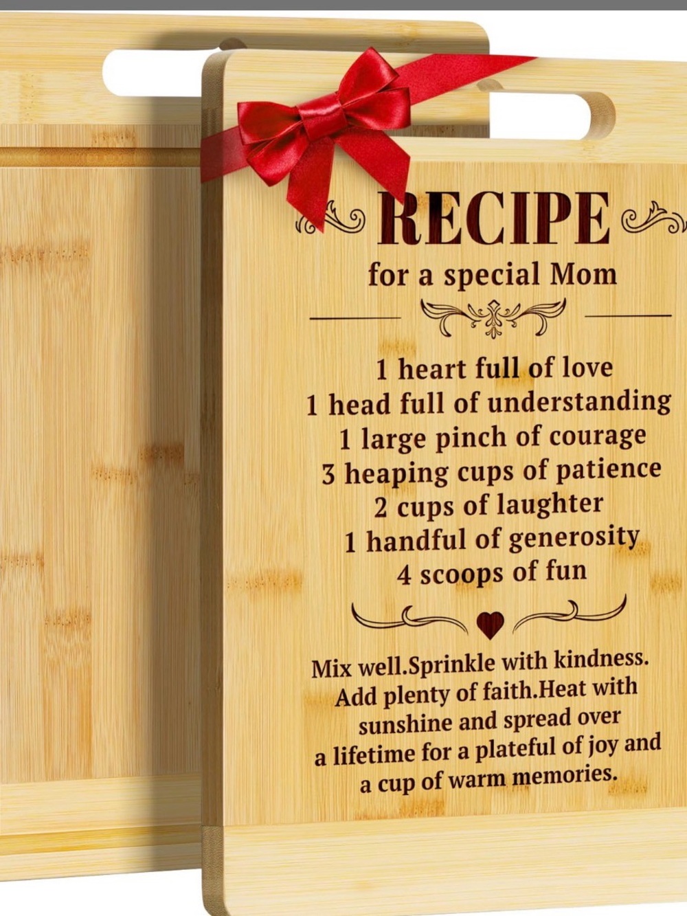 Bamboo Cutting Board - Recipe for a Special Mom - Natural